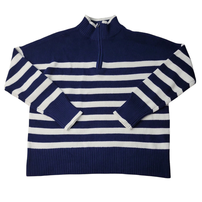 Lands' End Women's Rib-Knit Trim Quarter Zip Warm Sweater