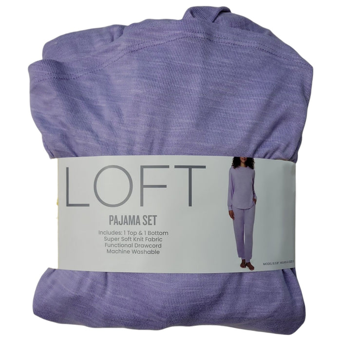 Loft Women's Soft Knit Long Sleeve Top & Pant Henley Sleep Set