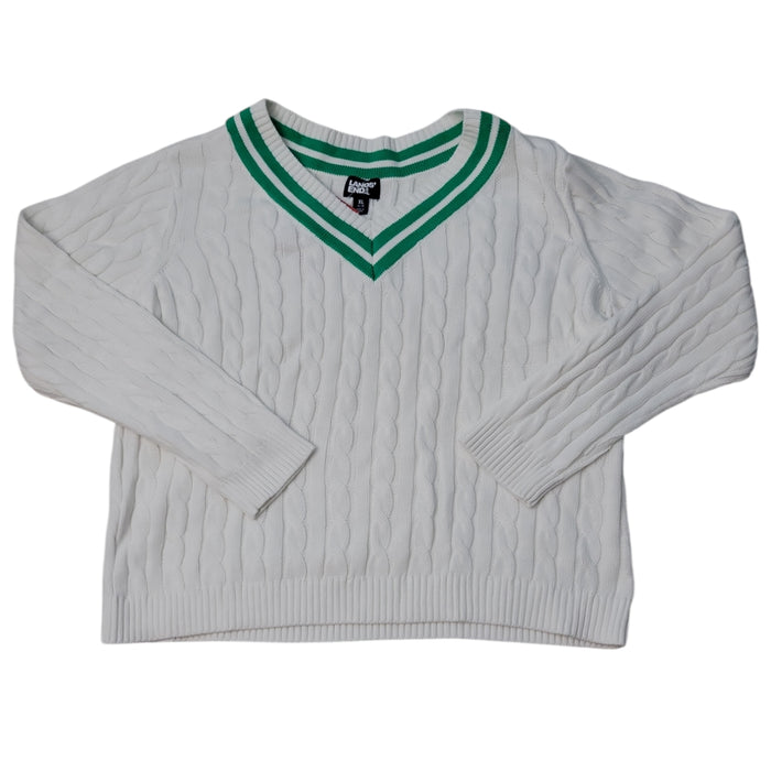 Lands' End Women's Relaxed Soft V-Neck Cable Sweater