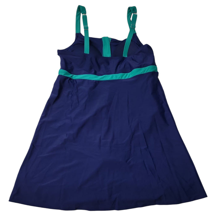 Lands' End Women's Zip Front Adjustable Straps Swim Dress