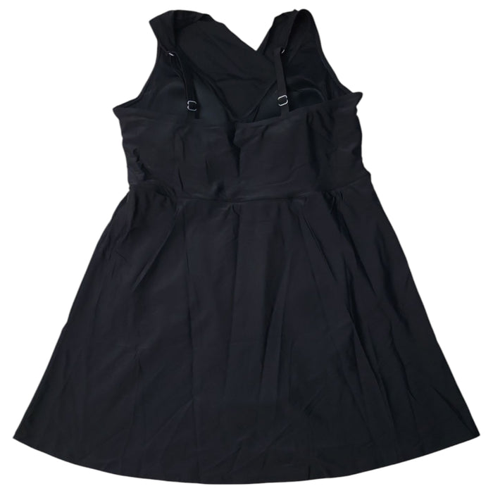 Lands' End Women's Surplice Swim Dress, Adjustable Straps, Built-In One Piece