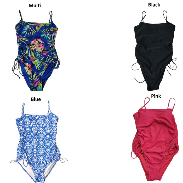 Loft Women's Shirred Side Tie Fully Lined One-Piece Swimsuit