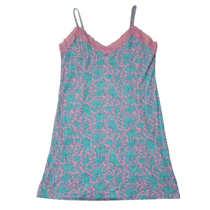 LOFT Women's Lace Neck Trim Soft Cozy Cami Sleep Dress