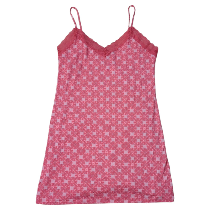 LOFT Women's Lace Neck Trim Soft Cozy Cami Sleep Dress