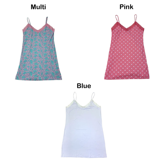 LOFT Women's Lace Neck Trim Soft Cozy Cami Sleep Dress