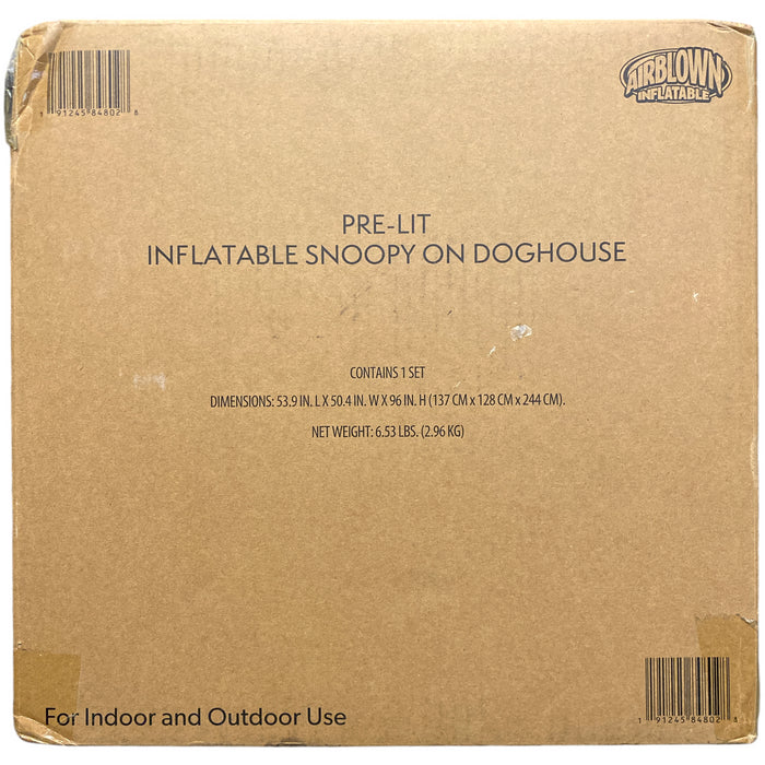 Gemmy Industries Peanuts 8' Pre-Lit Inflatable Snoopy On Doghouse, 884802