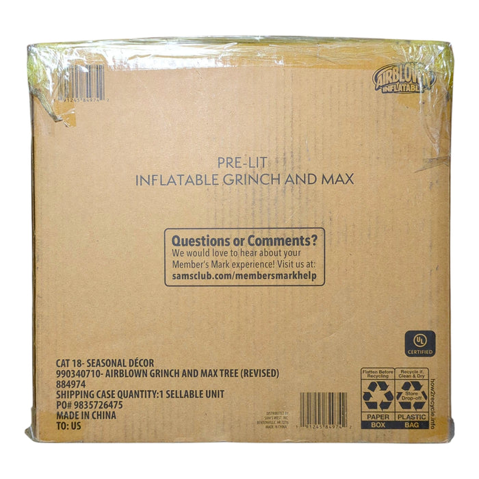 Airblown LED Pre-Lit Inflatable Grinch and Max Tree, 10'