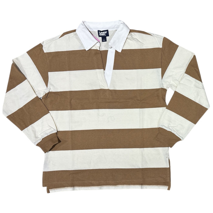 Lands' End Women's 100% Cotton Long Sleeve Rugby Polo Top