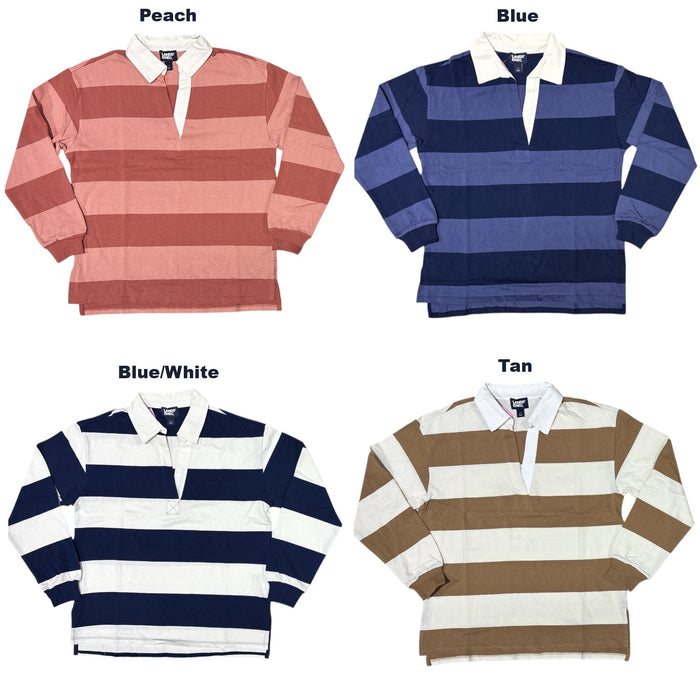 Lands' End Women's 100% Cotton Long Sleeve Rugby Polo Top