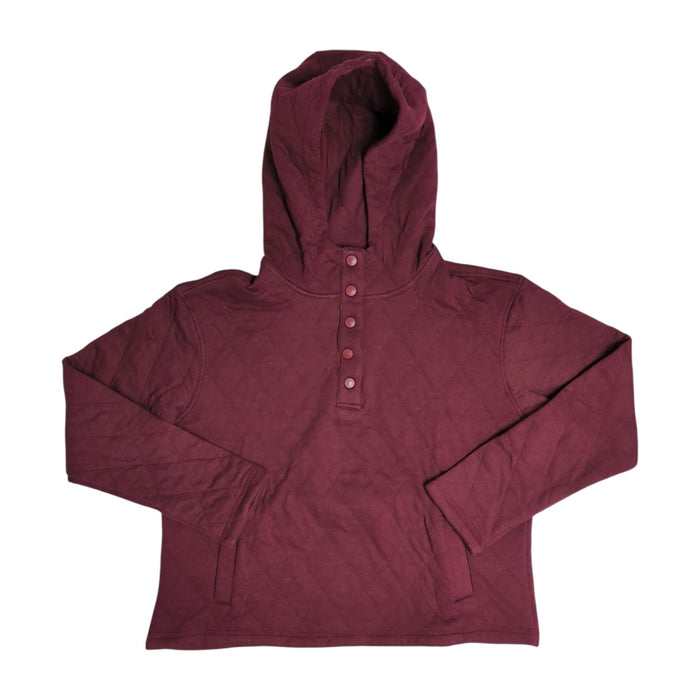 Lands' End Women's Midweight Relaxed Fit Quilted Pullover Hoodie