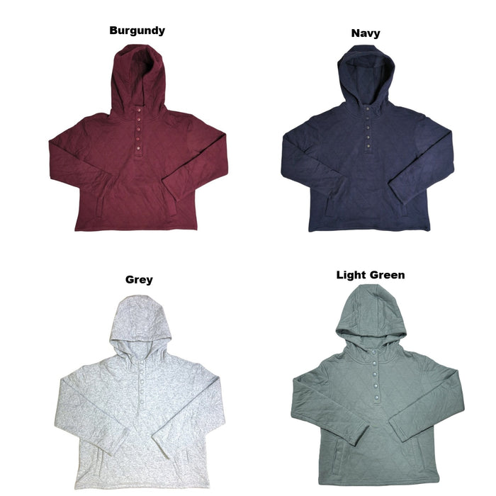 Lands' End Women's Midweight Relaxed Fit Quilted Pullover Hoodie