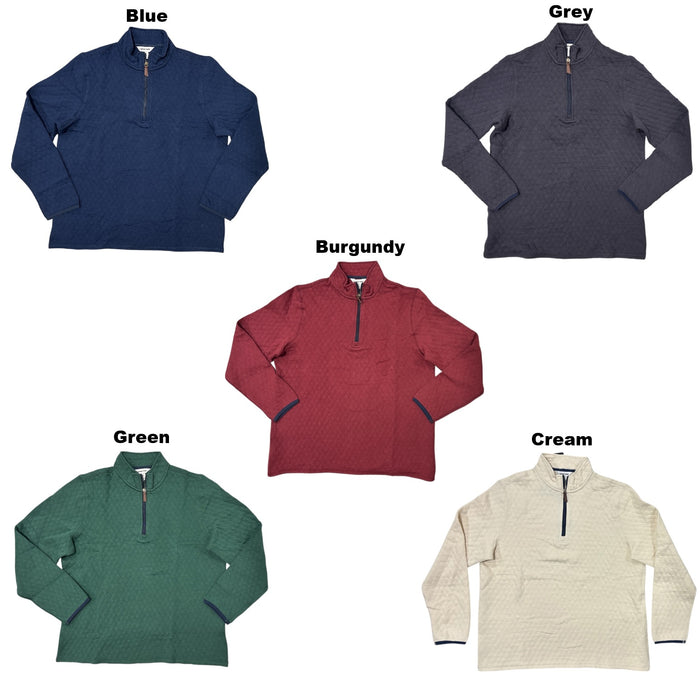 Lands' End Men's Quilted Mock Neck Classic Fit Quarter Zip Pullover