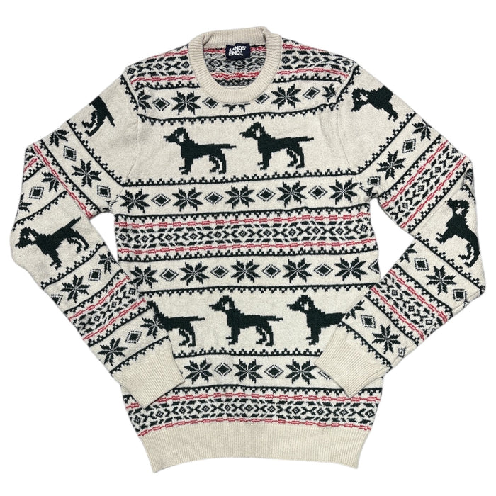 Lands End Men's Long Sleeve Knitted Crew Neck Fair Isle Sweater