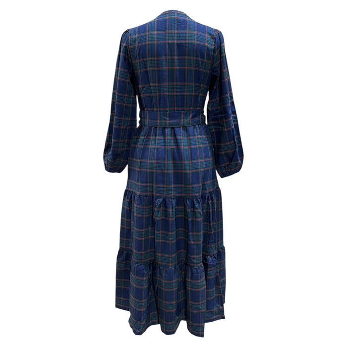 Lands' End Women's Relaxed Fit Flannel Tiered Maxi Dress