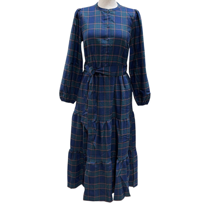 Lands' End Women's Relaxed Fit Flannel Tiered Maxi Dress