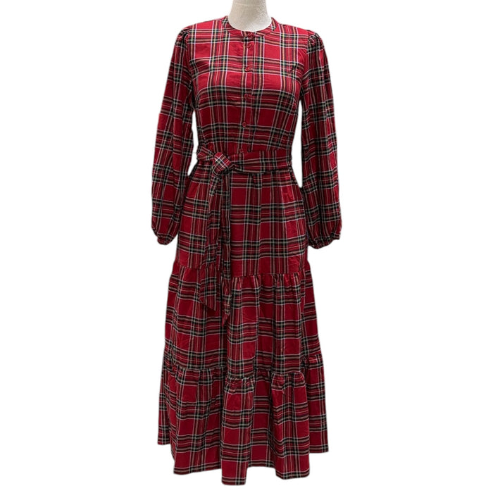 Lands' End Women's Relaxed Fit Flannel Tiered Maxi Dress