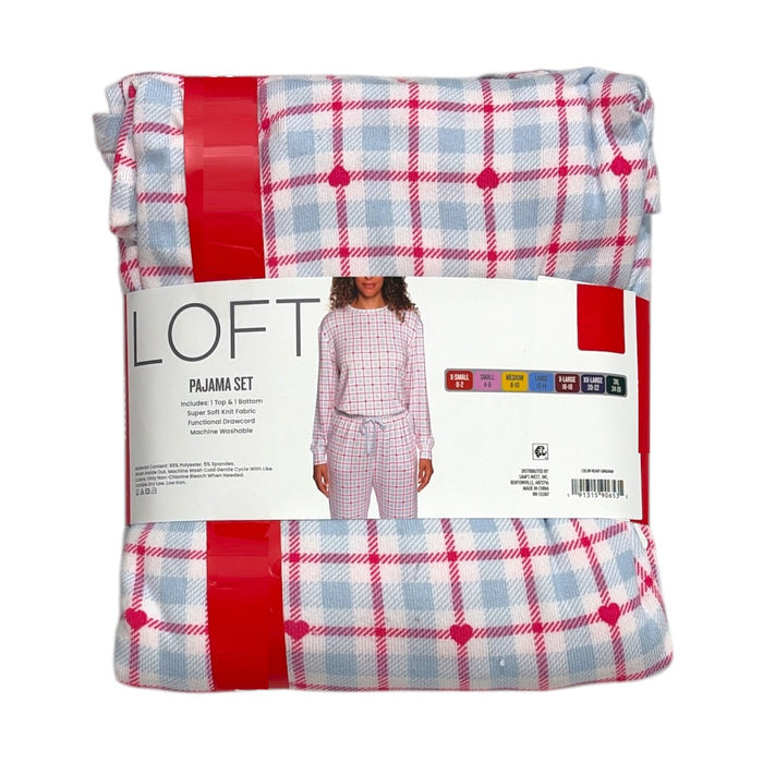 Loft Women's 2 Piece Hacci Knit Long Sleeve Shirt & Jogger Pajama Set