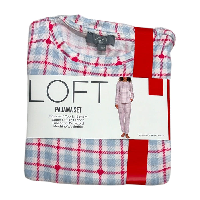 Loft Women's 2 Piece Hacci Knit Long Sleeve Shirt & Jogger Pajama Set