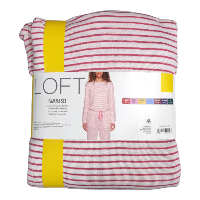 Loft Women's 2 Piece Hacci Knit Long Sleeve Shirt & Jogger Pajama Set