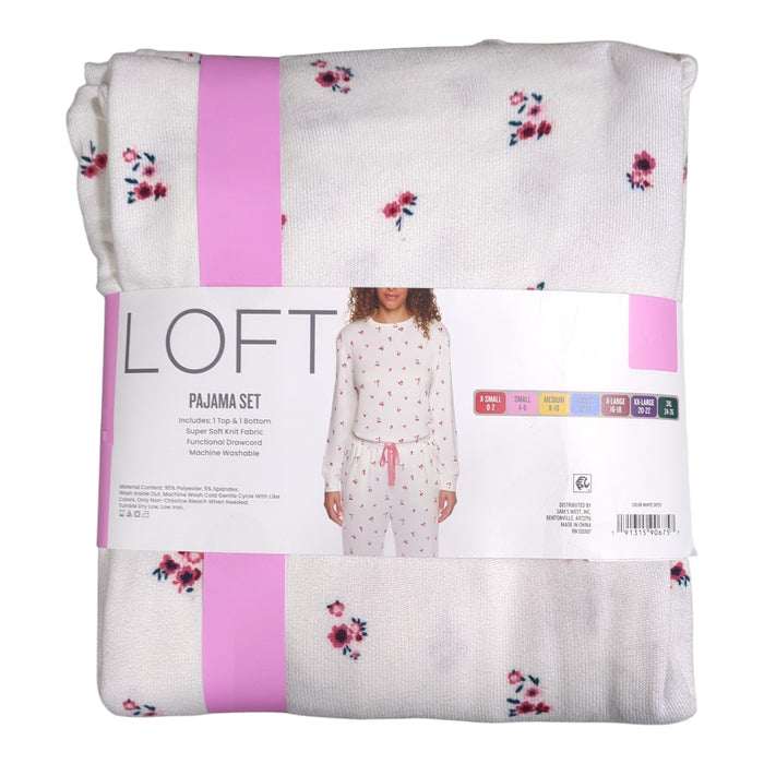 Loft Women's 2 Piece Hacci Knit Long Sleeve Shirt & Jogger Pajama Set