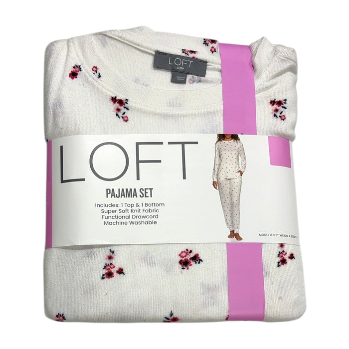 Loft Women's 2 Piece Hacci Knit Long Sleeve Shirt & Jogger Pajama Set