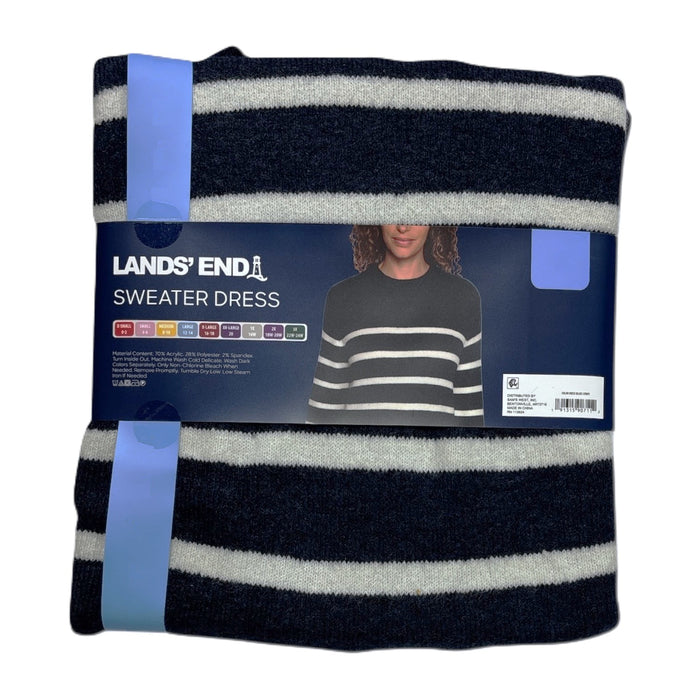 Lands' End Women's Long Sleeve Relaxed Fit Crewneck Sweater Dress