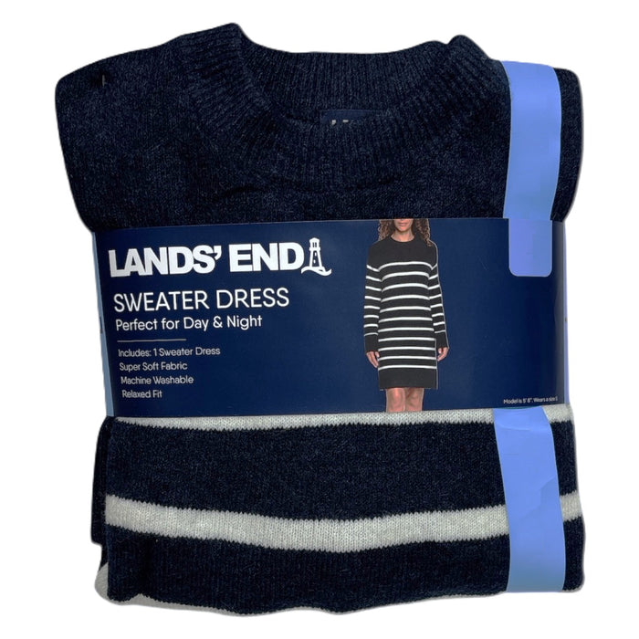 Lands' End Women's Long Sleeve Relaxed Fit Crewneck Sweater Dress, Plus Size