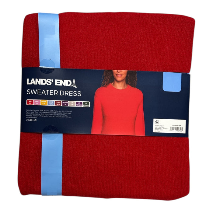 Lands' End Women's Long Sleeve Relaxed Fit Crewneck Sweater Dress, Plus Size