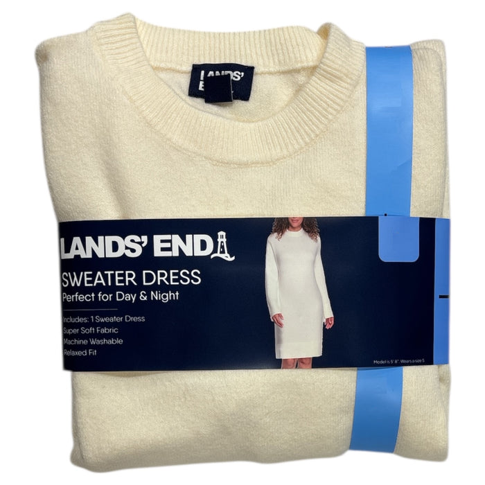 Lands' End Women's Long Sleeve Relaxed Fit Crewneck Sweater Dress, Plus Size