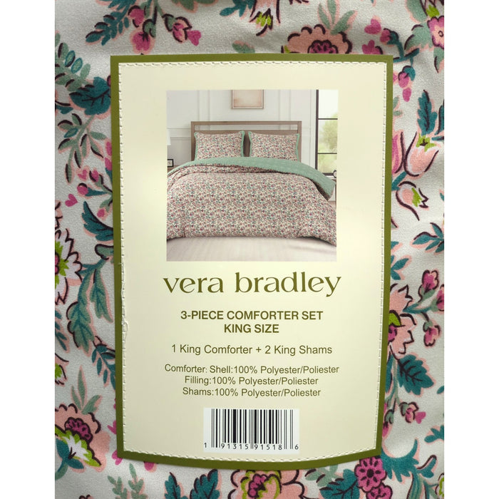 Vera Bradley 3-Piece Printed Microfiber Lightweight Comforter Set, King