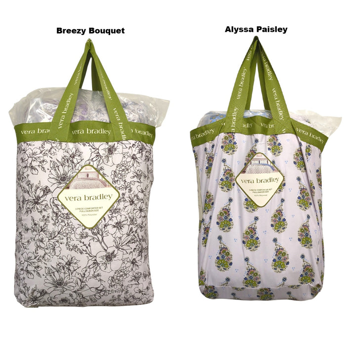 Vera Bradley 3-Piece Printed Microfiber Lightweight Comforter Set, Full/Queen