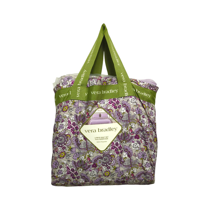 Vera Bradley 3-Piece Printed Microfiber Lightweight Quilt Set, Full/Queen