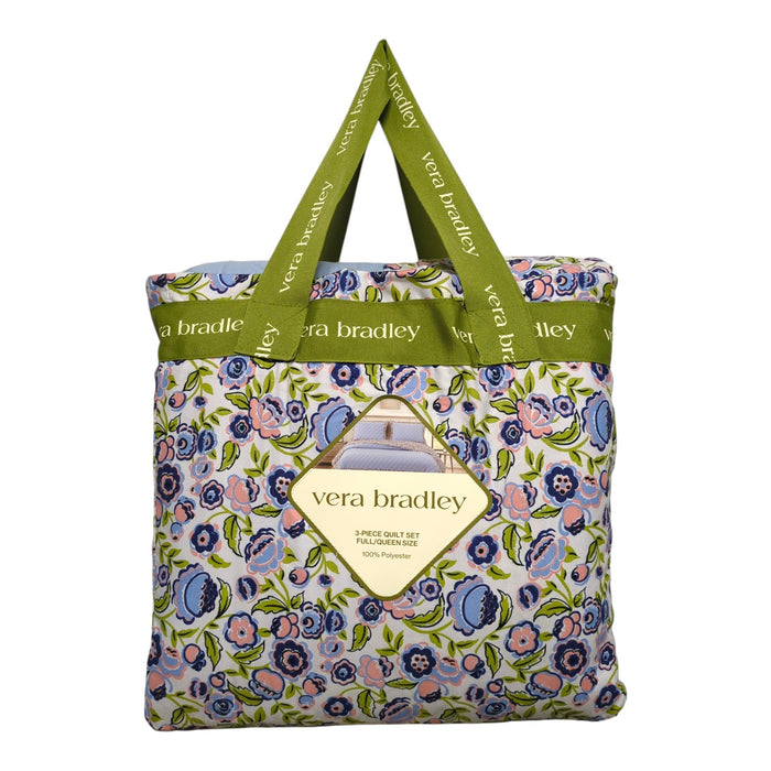 Vera Bradley 3-Piece Printed Microfiber Lightweight Quilt Set, Full/Queen