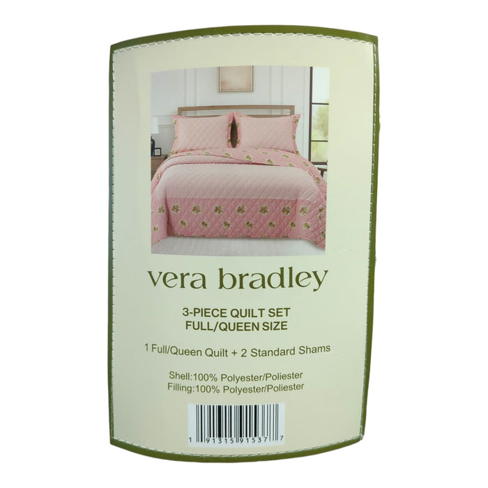Vera Bradley 3-Piece Printed Microfiber Lightweight Quilt Set, Full/Queen