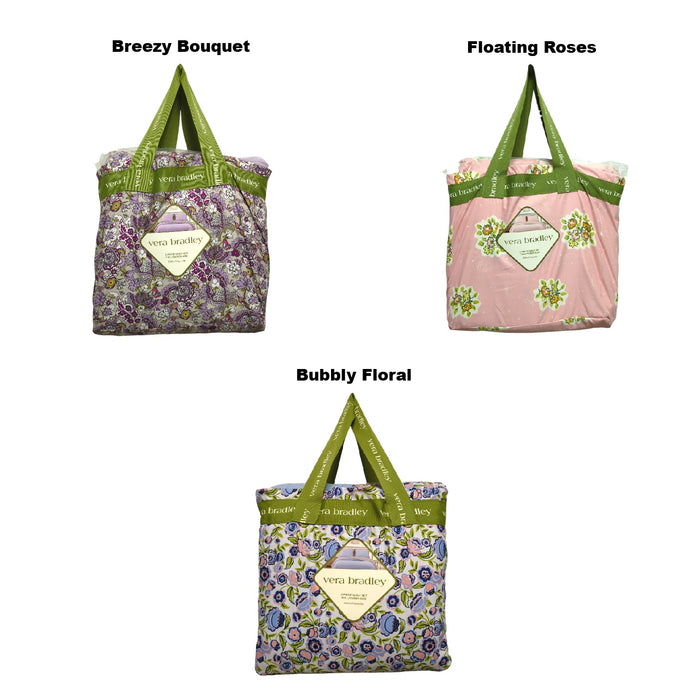 Vera Bradley 3-Piece Printed Microfiber Lightweight Quilt Set, Full/Queen