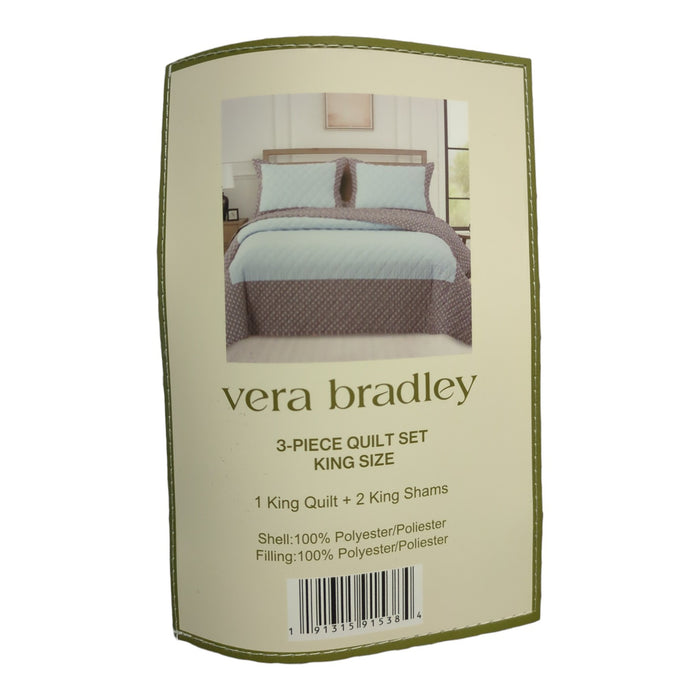 Vera Bradley 3-Piece Printed Microfiber Lightweight Quilt Set, King