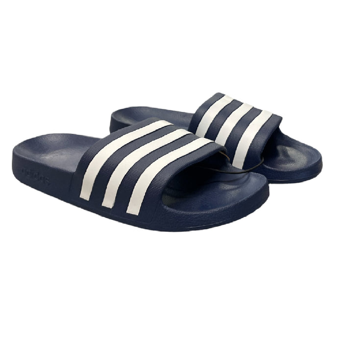 Adidas Unisex Adult Adilette Aqua Slide Sandals w/ Cloudfoam Footbed (Navy, Men US 12, Women US 13)