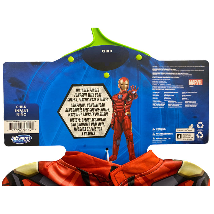 Jazwares Child's Marvel Iron Man Deluxe Costume with Jumpsuit Mask & Gloves