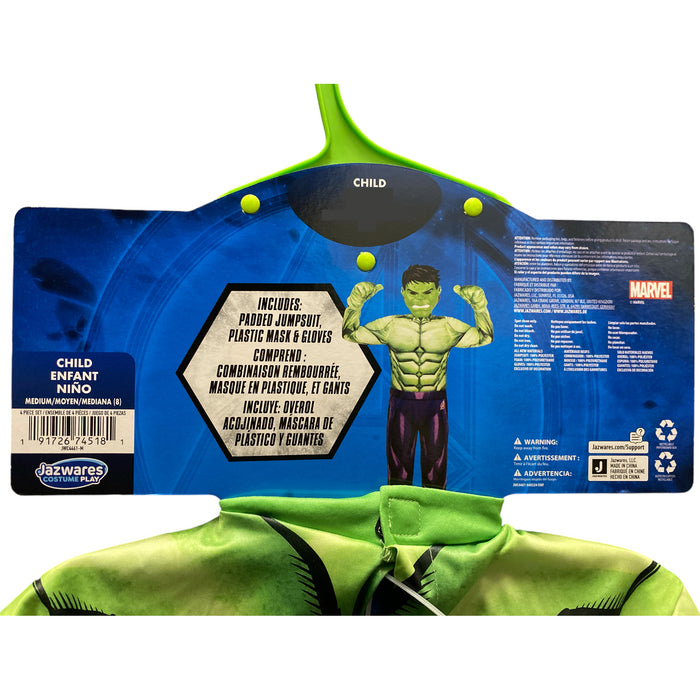 Jazwares Child's Marvel Incredible Hulk Costume with Jumpsuit Gloves & Mask