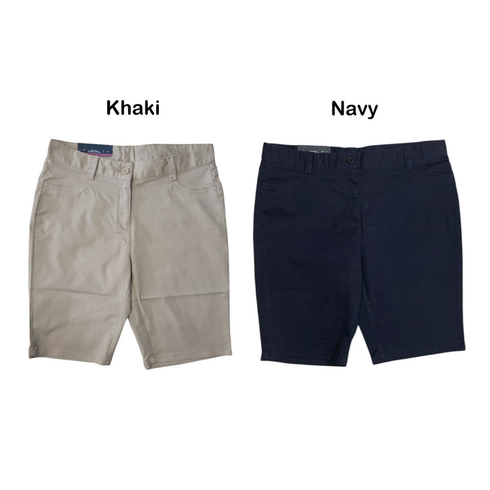 Nautica Juniors Girl's Stretch Bermuda Length Skinny Fit Uniform Short