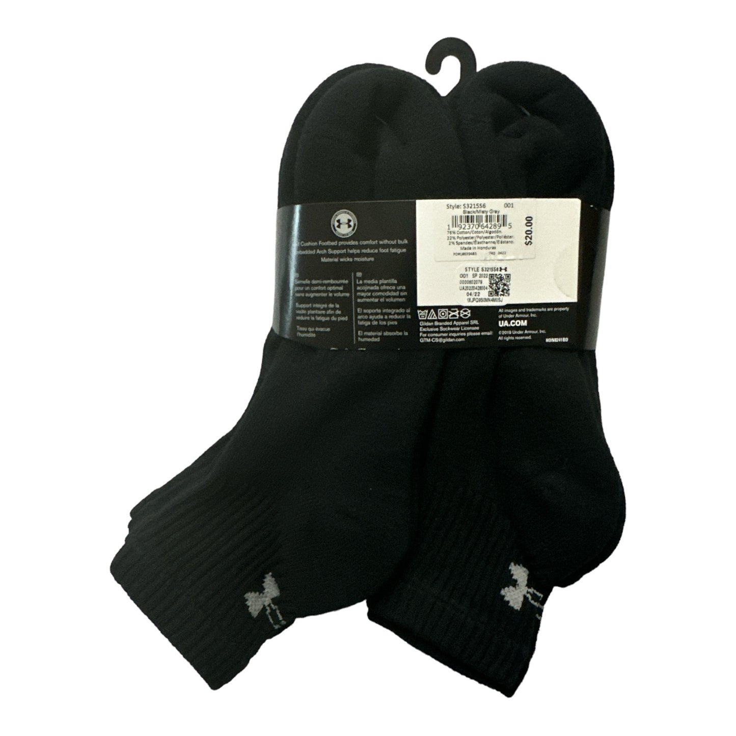 Under Armour Men's Charged Cotton 2.0  Arch Support Quarter Sock