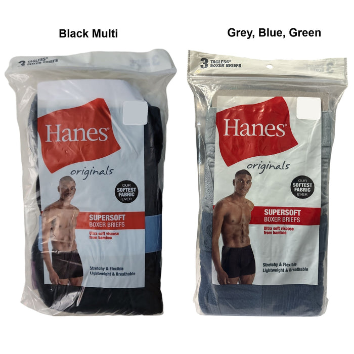 Hanes Originals Men's Super Soft Stretchy Breathable Boxer Briefs, 3 Pack