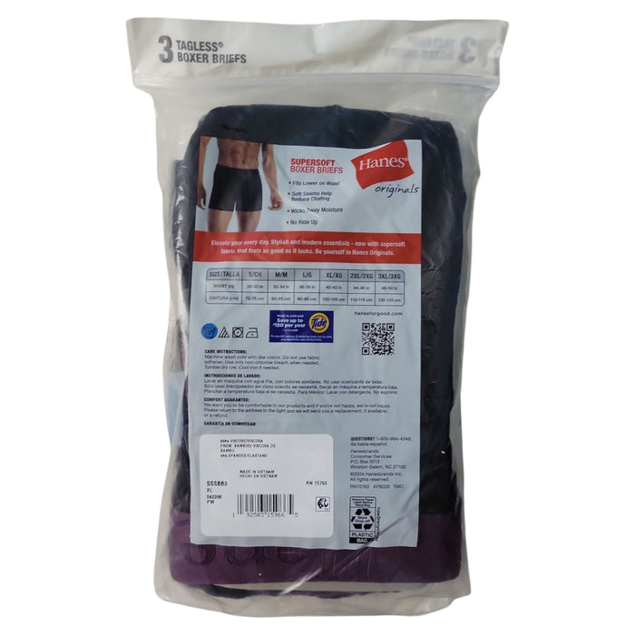 Hanes Originals Men's Super Soft Stretchy Breathable Boxer Briefs, 3 Pack