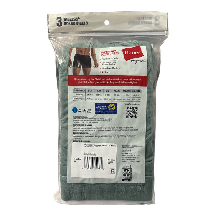 Hanes Originals Men's Super Soft Stretchy Breathable Boxer Briefs, 3 Pack