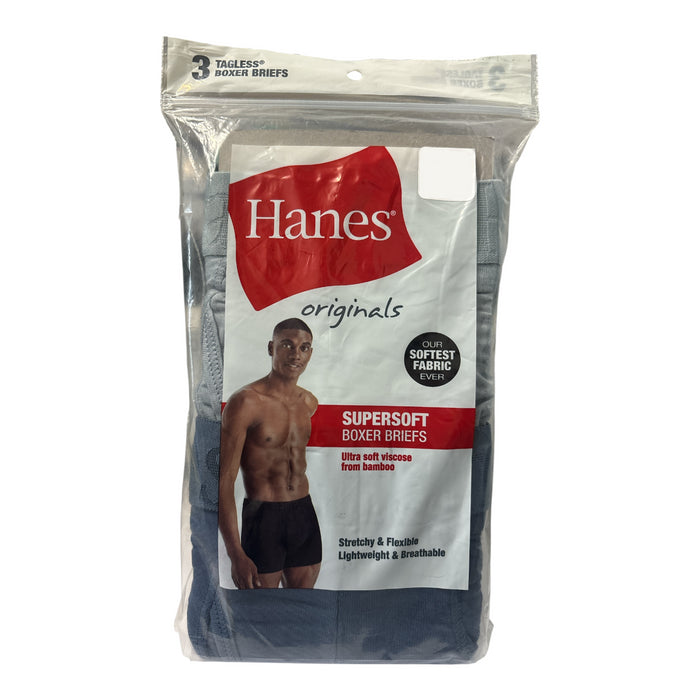 Hanes Originals Men's Super Soft Stretchy Breathable Boxer Briefs, 3 Pack