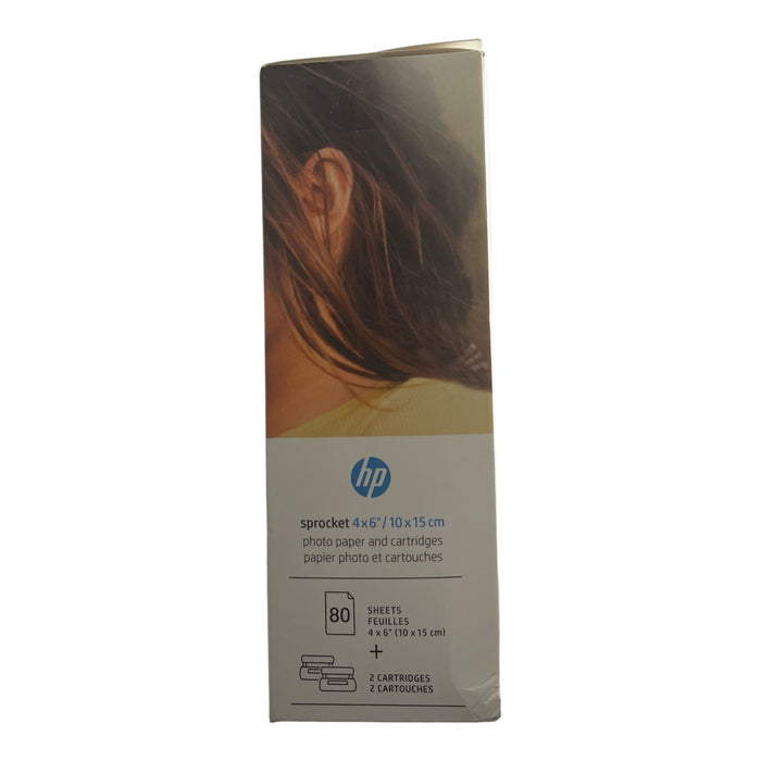 HP Sprocket 4"x6" Photo Paper & Cartridge Bundle, 80 Sheets & 2 Cartridges