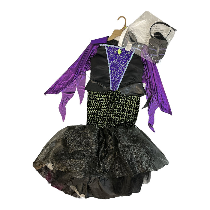 Disney Villains Maleficent Girl's Full Length Dress Costume With Headpiece