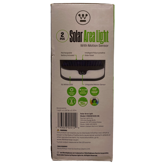 Westinghouse 1200 Lumen Solar Motion Activated Pre-Linked Wall Lights (2 Pack)