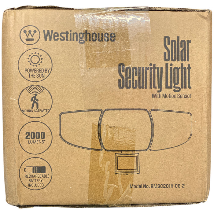 Westinghouse 2000 Lumen Solar Powered Security Light, Motion Sensor, White, 2pk