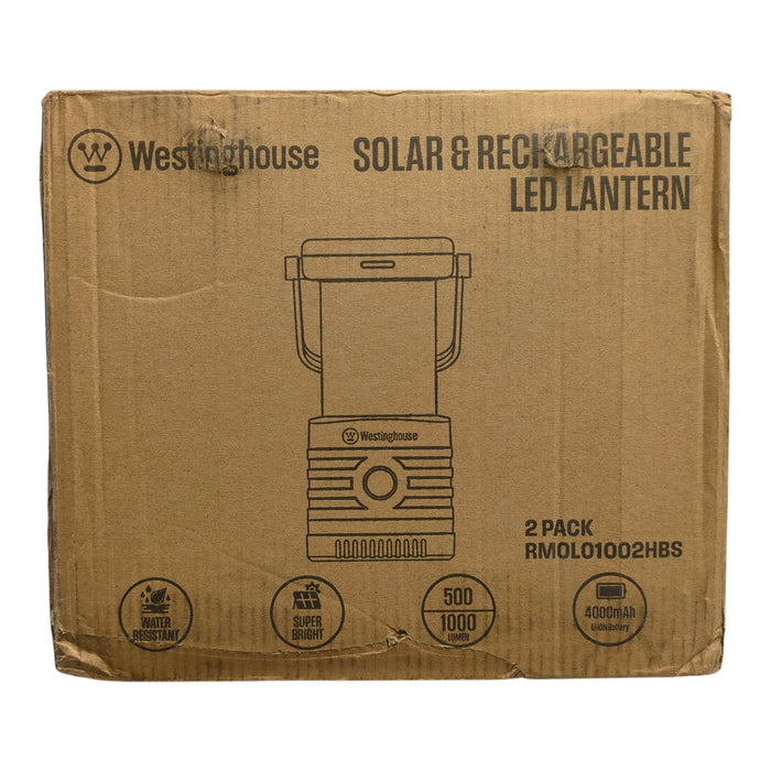 Westinghouse 1000 Lumen Solar Rechargeable LED Portable Lanterns, Set of 2